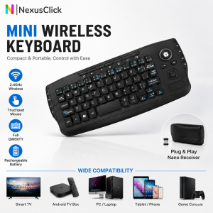 Trackball Handheld 2.4G Controller Mini Wireless Keyboard For PC Laptop Computer Portable Silent Typing Multimedia Keyboard
