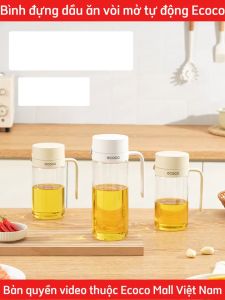 Bình đựng dầu ăn nước mắm ECOCO dung tích 600ml và 800ml nắp nhôm tĩnh điện đóng mở tự động thế hệ mới