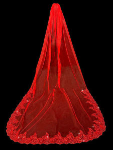 Red Lace Beaded Headpiece: An Elegant Bridal Accessory