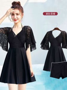 plus Size Womens Bikini Swimsuit Cover up Slimming Design V-Neck Long Sleeve Sporty Style with Chest Pad Bellied Girls