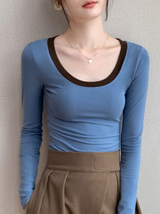 GEBEISHANG | Color Block Large Round Neck Long Sleeve T-shirt for Spring and Autumn
