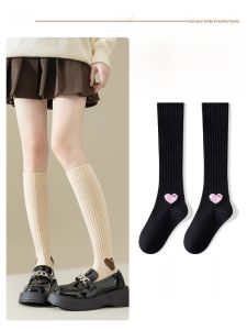 JINGCHI | Womens Cotton Compression Leggings Brown Design Comfortable Long Tube Socks For Autumn Winter Slimming Effect Casual Shoes