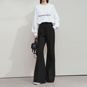 AMII | Simple Style Elastic Fabric Wide Leg Cuff Pants