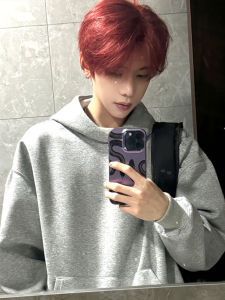 เสื้อฮู้ดทรงหลวมสำหรับผู้ชาย สีเทา ทรงหลวม สไตล์อเมริกัน แฟชั่นฤดูใบไม้ผลิและฤดูใบไม้ร่วง เสื้อคลุมกันหนาวแบบสวมหัว ทรงหลวม หนา ใส่สบาย