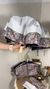 Korean floral womens umbrella Splicing pattern automatic folding umbrella Sunshade UV Umbrella
