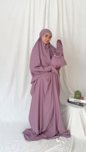 AMS Collection Travel Telekung Prayer Dress - Comfort Cotton Blend Multi-Size Trendy Solid Colors