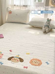 Kiss Dear | Cartoon Embroidered Thick Cotton Quilted Tatami Bed Cover Bedsheet Set