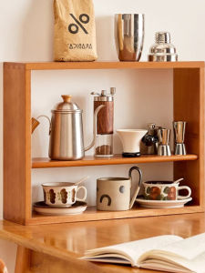 Skin1004 | Solid Wood Display Shelving Unit Open Grid Multi-layered Partition Wall Desk Cup Storage Rack