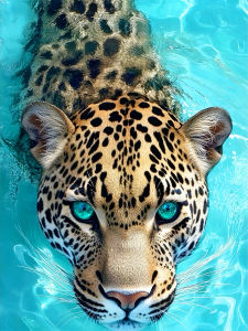 Huacan Full Square Round Dril Diamond Underwater Leopard Diamond Embroidery Animal Landscape Set Handmade Gift