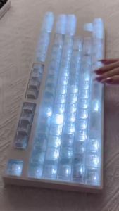 New 130+ Keys Ice Carbon Fiber Keycaps Black White Forged Carbon PC Translucent Multi-Language for Magnetic Mechanical Keyboard