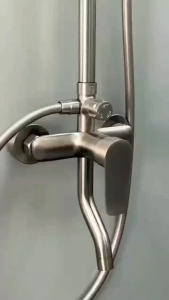 Rain Shower Tiang Kamar Mandi KUNINGAN Panas Dingin Full Set ABU GUN METAL GREY Anti Bocor