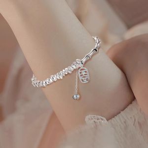 S925 Sterling Silver Bamboo Node Bracelet Elegant Tiny Fashion Jewelry Birthday Valentines Day Gift for Girlfriend
