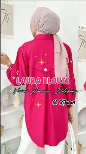 Kemeja Laura Oversize Bahan Polo Linen Atasan Wanita