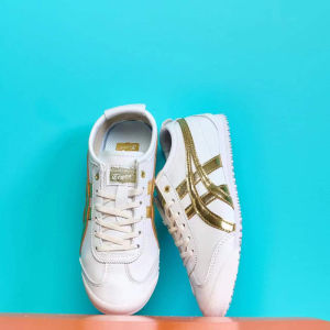 Original Tiger Shoes Classic White/gold Vintage Mens and Womens Leather Non-slip Wear Resistant Comfortable Fashion Casual Sneakers 1183A499-101