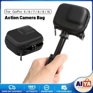 Mini Storage Bag For DJI Action 4 Camera Portable Compact With Hook Buckle Light Case Protective PU Bag For Insta360 ONE R Gopro