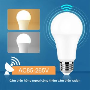 Bóng Đèn LED Cảm Biến Radar 2PC E27 220V Đèn Cảm Biến Chuyển Động Thông Minh 6W-20W Ánh Sáng Trắng Lạnh/trắng Ấm Bóng Đèn LED Thông Minh Tự Động Bật/tắt Cho Gia Đình