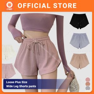 Loose Wide Leg Shorts pants Women Summer New High Waist Casual Sports Pants 运动短褲女夏