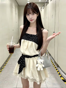 SUSIEYUAN | Polka Dot Halter Dress Short Skirt French Elegance