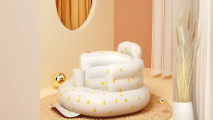 เก้าอี้เป่าลมแบบพกพาพับได้สำหรับเด็กทารกโซฟาพีวีซีอเนกประสงค์สำหรับฝึกนั่งในห้องน้ำเก้าอี้อาบน้ำสำหรับเด็ก