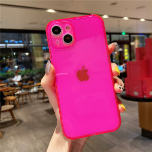 Fluorescent Neon Clear Case For iPhone 15 14 13 12 11 Pro Max XS SE 2020 XR X 7 8 Plus Cute Candy Color Slim Soft Silicone Cover