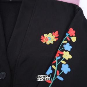 CARTEXBLANCHE Flower Sweater Cardigan Kancing Sablon Outer Wanita