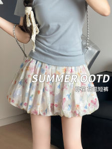 Quần Short Hoa Phong Cách Hàn Quốc Cho Nữ Mùa Hè Rộng Rãi Đa Năng Thon Gọn Chữ a Chống Ánh Sáng Quần Ống Rộng Thường Ngày