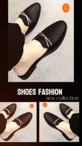 Giày sục nam da mờ kết hợp da đan sang trọngmẫu sục có đé tăng chiều cao thêm 3cm