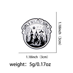 Bandai | Black White Witch Quote Brooch Pin Clothing Bag Accessory Enamel Hot Selling Alloy Badge