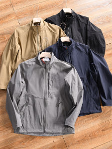 Mens Outdoor Spring Jacket Stand Collar Elastic Soft Shell Outerwear 3D Tailoring Waterproof Quick Dry Modern Style Fashion Urban Youth