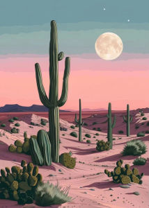 KAYOU | Vintage Mexican Cactus Poster Floral Moon Aesthetic Diamond Painting Prints Colourful Artwork Wall Art Picture Room Home Decor