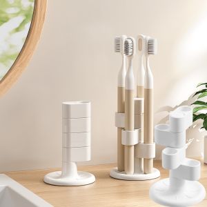 360 Rotating Storage Rack for Toothbrush Rack Plastic Desktop Rotating Brush Pen Holder Storage Rack
