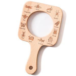 0-3 Baby Gift Outdoor Adventure Toys Wooden Magnifying Glass For Animal And Plant Exploration Explore Outdoor Educational Toys