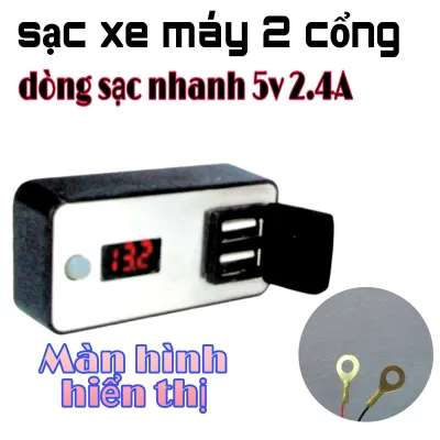 sạc điện thoại trên xe máy có màn hình sạc nhanh 5V2.4A