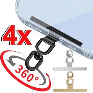 4PCS Stainless Steel Phone Lanyard Patch 360° Rotatable Ultra-thin Cellphone Hanging Cord Clip Replacement Metal Gasket