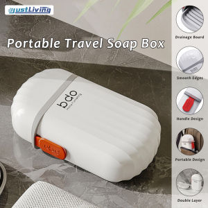 JustLiving 1PC PP Plastic Soap Dish Travel Case Holder Container Outdoor Travel Soap Box Portable Soap Box Dish Organizer with Drip Tray for Bathroom Home Hiking Camping Bathroom Gym Cleansing Ware