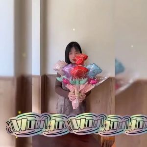Happy Time Rose Bouquet Rose Flower Foil Aluminum Balloon Valentines Day Mothers Day Gift Birthday Wedding With Hand Bag Party Needs