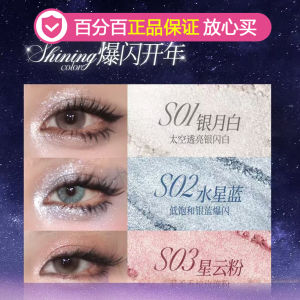 Colorkey เส้นอายแชโดว์สีเดียว High Shiny Sparkling Highlight Eyeshadow Palette Silver Blue Pearl Glittery Brightening Palette