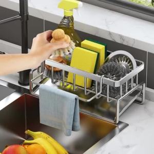Carbon Steel Sink Sponge Drain Rack Multi-functional Countertop Faucet Storage Soap Rack Dish Towel Storage Filter Basket