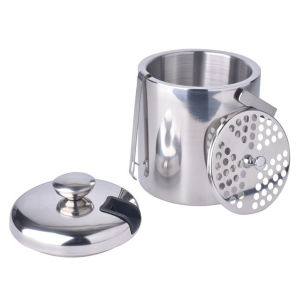 Luxury Double Wall Stainless Steel Ice Bucket with Lid and Tongs for Wine and Champagne Chilling Heavy Duty Silver Color