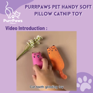 PurrPaws Cat Handy Soft Pillow Catnip Toy Self Play Toy Chewing Toy Mainan Kucing