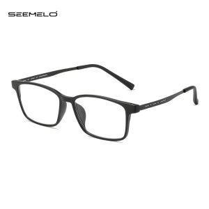 SEEMELO Men Women Glasses Non-Prescription Glasses Anti Blue Light Flat TR Mirror Eyewear Can Be Paired With Myopia Gasses Half Frame Design Outdoor Travel Men Trendy Glasses