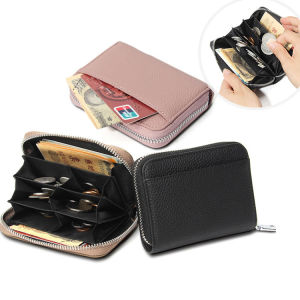 Nhật Bản da bò multi-ngăn Ví đựng xu của phụ nữ Ví ngắn da RFID Chống trộm ví tiền lẻ