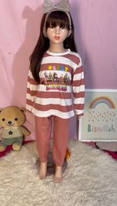 Elsafashion Setelan Anak Perempuan Strip Labulabu Mix Celana Cargo Usia 1-9 Tahun Viral Terlaris