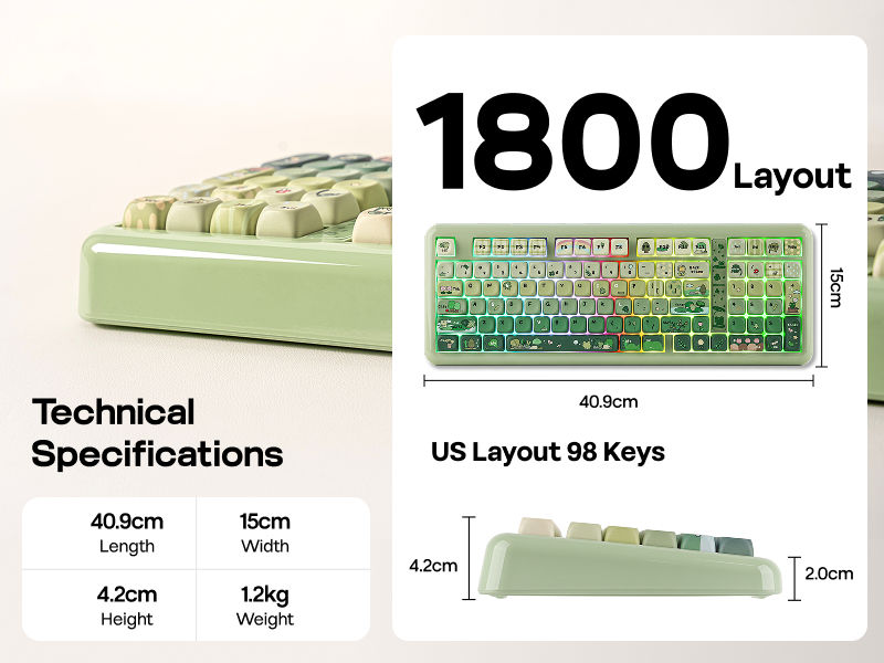 Us$100 Keyboard Layout KiiBOOM Phantom98 Lite 96% ANSI US Layout VIA Programmable Gasket Wired ...