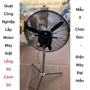 Quạt Công Nghiệp Đường Kính Lồng 55cm - Cánh 50 - Mẫu 3 Chân Đen . Lắp Động Cơ Máy Giặt Cũ Siêu Bền.