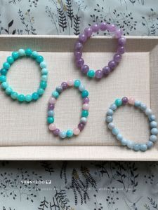 Sunny Zoo Natural Stone Bracelet Blue Purple Series Elegant White Enhancing Color Matching Hand Chain for Women Fashion Jewelry