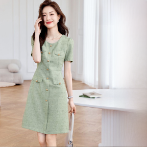 First-Line Brand Counter Classy Heavy Weight Tweed Classic Style Socialite Elegant Elegance Small Short Dress