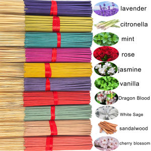 7 Sets of 140 Incense Sticks Available in Four Seasonal Sets: Rose Lavender Sandalwood Jasmine Mint Cherry Blossom Herbal and Dragon Bloodwood Each Pack Contains 20 Sticks Suitable for Home Office Yoga Meditation Post-Meal Reading or Conce...