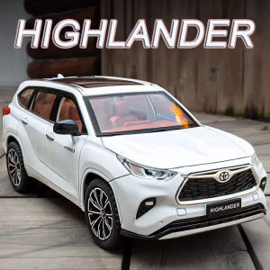 1:24 Highlander Model Car Toys Alloy Diecast SUV 6 Doors Opened Sound Light Pull Back Rubber Tires Toy Vehicles for Boys Gifts
