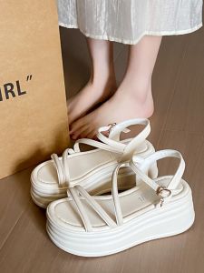 Elevated Roman Style Sandals Womens Summer Outdoor Wear Fashionable Versatile Thick Heel Anti-Slip Platform Casual Sandals